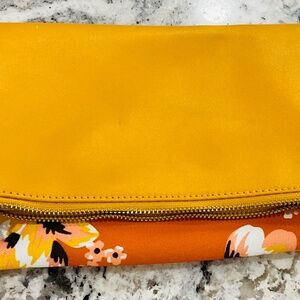 New Rachel Pally - Orange & Yellow Canvas & Leather Floral Print Clutch